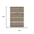 9' X 12' Brown Cream And Ivory Striped Washable Area Rug With UV Protection