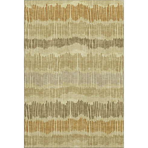 5' X 8' Gold Beige And Rust Striped Washable Area Rug With UV Protection