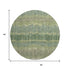 8' Green Ivory And Taupe Striped Washable Round Rug With UV Protection