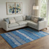9' X 12' Navy Blue Ivory And Gray Striped Washable Area Rug With UV Protection