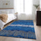 9' X 12' Navy Blue Ivory And Gray Striped Washable Area Rug With UV Protection