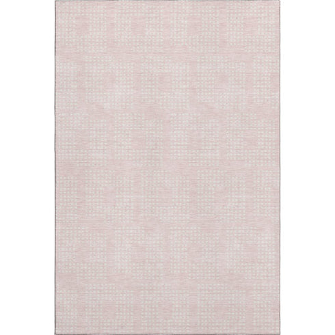 8' X 10' Pink And Ivory Geometric Washable Area Rug With UV Protection