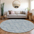 8' Sky Blue And Ivory Geometric Washable Round Rug With UV Protection