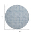 8' Sky Blue And Ivory Geometric Washable Round Rug With UV Protection