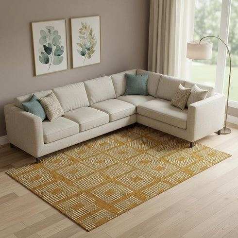 9' X 12' Terra Cotta And Ivory Geometric Washable Area Rug With UV Protection