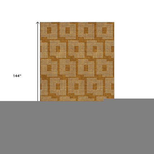 9' X 12' Terra Cotta And Ivory Geometric Washable Area Rug With UV Protection