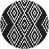 8' Black And Ivory Geometric Washable Round Rug With UV Protection