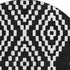 8' Black And Ivory Geometric Washable Round Rug With UV Protection