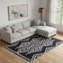 8' X 10' Black And Ivory Geometric Washable Area Rug With UV Protection