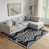9' X 12' Black And Ivory Geometric Washable Area Rug With UV Protection