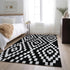 9' X 12' Black And Ivory Geometric Washable Area Rug With UV Protection