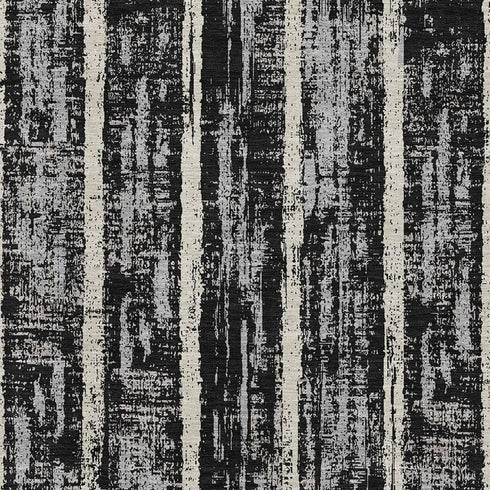 5' X 8' Black Beige And Gray Striped Washable Area Rug With UV Protection