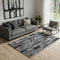 5' X 8' Black Beige And Gray Striped Washable Area Rug With UV Protection