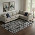 8' X 10' Black Beige And Gray Striped Washable Area Rug With UV Protection