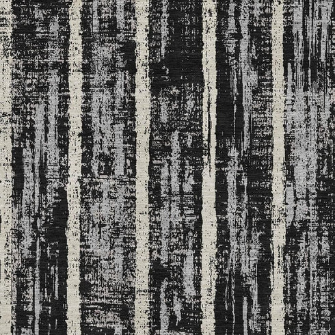 8' X 10' Black Beige And Gray Striped Washable Area Rug With UV Protection