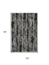 8' X 10' Black Beige And Gray Striped Washable Area Rug With UV Protection