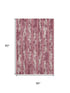5' X 8' Blush And Ivory Striped Washable Area Rug With UV Protection