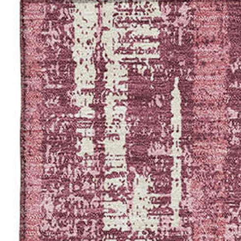 5' X 8' Blush And Ivory Striped Washable Area Rug With UV Protection