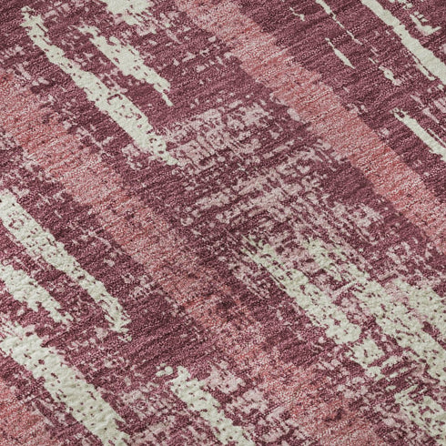 8' X 10' Blush And Ivory Striped Washable Area Rug With UV Protection