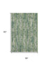 5' X 8' Green And Beige Striped Washable Area Rug With UV Protection