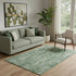 5' X 8' Green And Beige Striped Washable Area Rug With UV Protection
