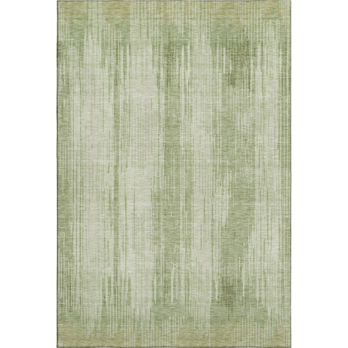 8' X 10' Artichoke Green And Ivory Striped Washable Area Rug With UV Protection