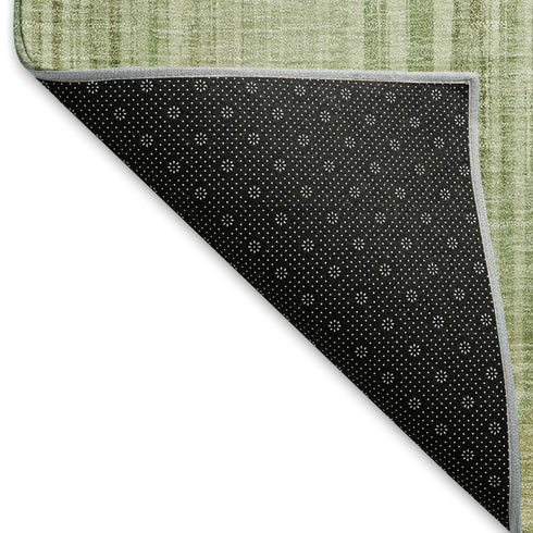 8' X 10' Artichoke Green And Ivory Striped Washable Area Rug With UV Protection
