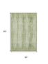 8' X 10' Artichoke Green And Ivory Striped Washable Area Rug With UV Protection