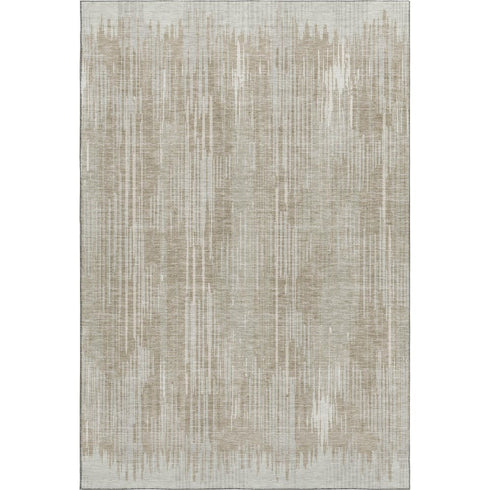 5' X 8' Beige And Taupe Striped Washable Area Rug With UV Protection