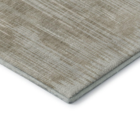 5' X 8' Beige And Taupe Striped Washable Area Rug With UV Protection