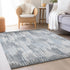 8' X 10' Gray And Silver Striped Washable Area Rug With UV Protection