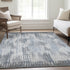 8' X 10' Gray And Silver Striped Washable Area Rug With UV Protection