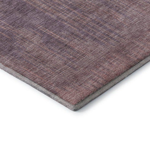 5' X 8' Mauve And Plum Striped Washable Area Rug With UV Protection