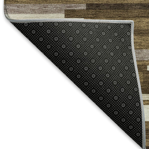 5' X 8' Brown And Ivory Striped Washable Area Rug With UV Protection