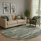 8' Olive Green Ivory And Gray Striped Washable Round Rug With UV Protection