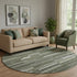 8' Olive Green Ivory And Gray Striped Washable Round Rug With UV Protection