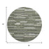 8' Olive Green Ivory And Gray Striped Washable Round Rug With UV Protection