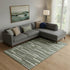 9' X 12' Olive Green Ivory And Gray Striped Washable Area Rug With UV Protection
