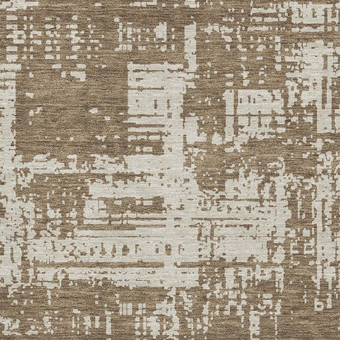 5' X 8' Brown And Beige Abstract Washable Area Rug With UV Protection