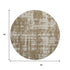 8' Brown And Beige Abstract Washable Round Rug With UV Protection