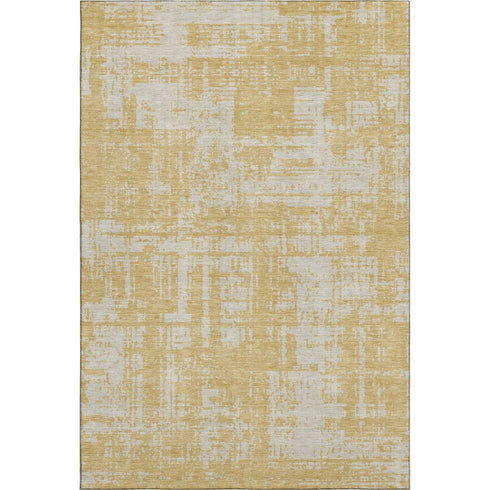 5' X 8' Gold And Beige Abstract Washable Area Rug With UV Protection
