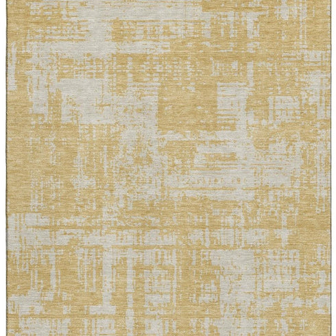 5' X 8' Gold And Beige Abstract Washable Area Rug With UV Protection