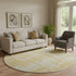 8' Gold And Beige Abstract Washable Round Rug With UV Protection