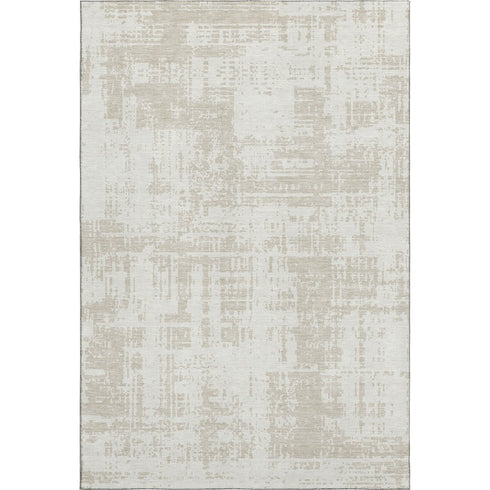 5' X 8' Ivory And Beige Abstract Washable Area Rug With UV Protection