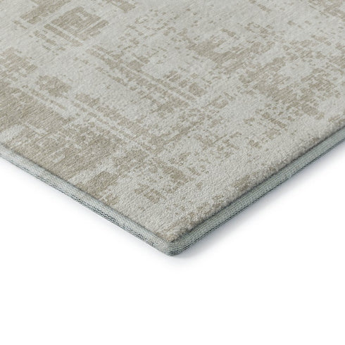 5' X 8' Ivory And Beige Abstract Washable Area Rug With UV Protection