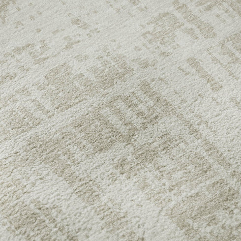 5' X 8' Ivory And Beige Abstract Washable Area Rug With UV Protection