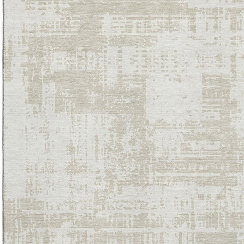 5' X 8' Ivory And Beige Abstract Washable Area Rug With UV Protection