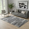 5' X 8' Black And Ivory Striped Washable Area Rug With UV Protection