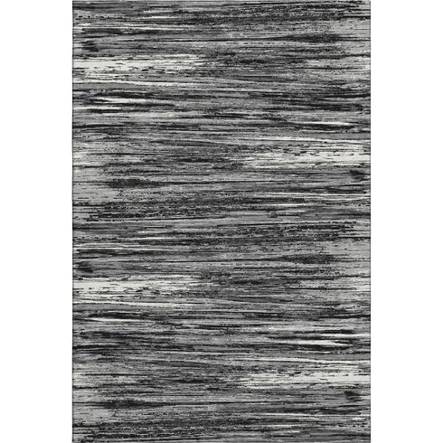 5' X 8' Black And Ivory Striped Washable Area Rug With UV Protection