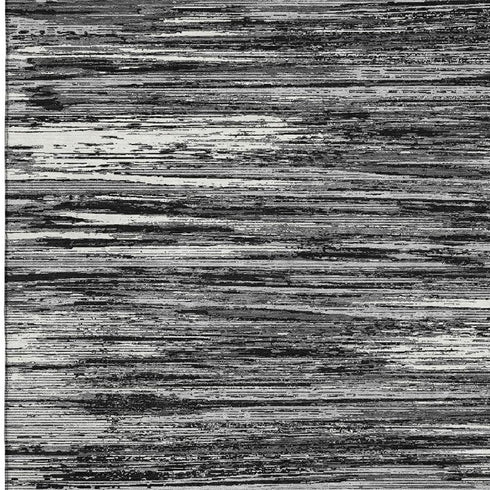 5' X 8' Black And Ivory Striped Washable Area Rug With UV Protection